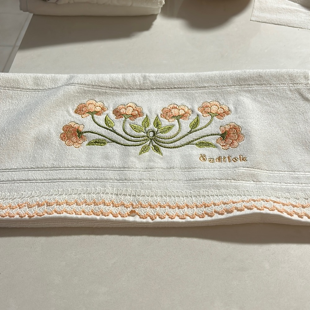 Turkish Embroidered Cotton Hand Crochet Towel